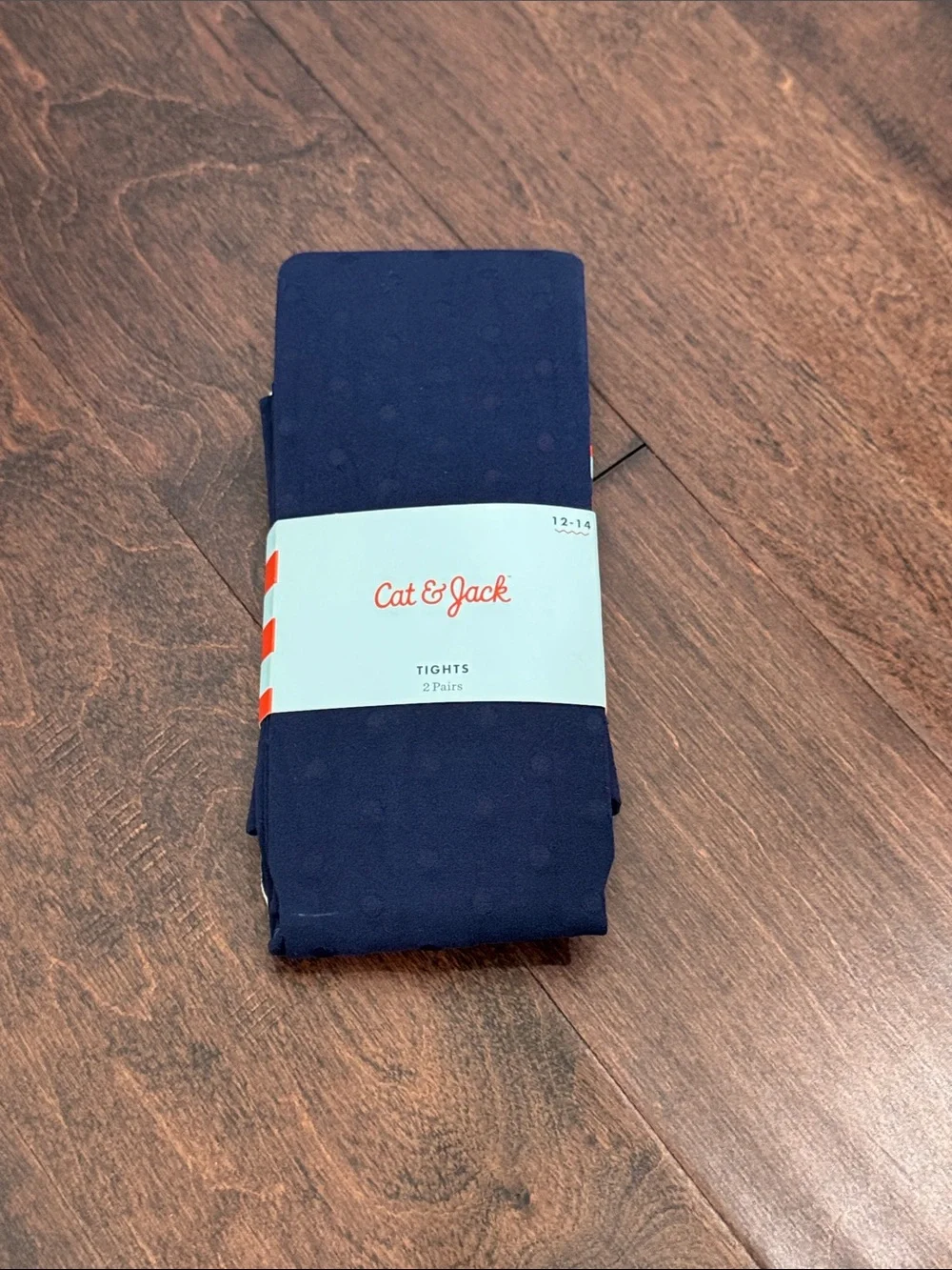 NEW Girls 2-pack Cat & Jack Tights Navy Blue Polka Dots & White, size 12-14